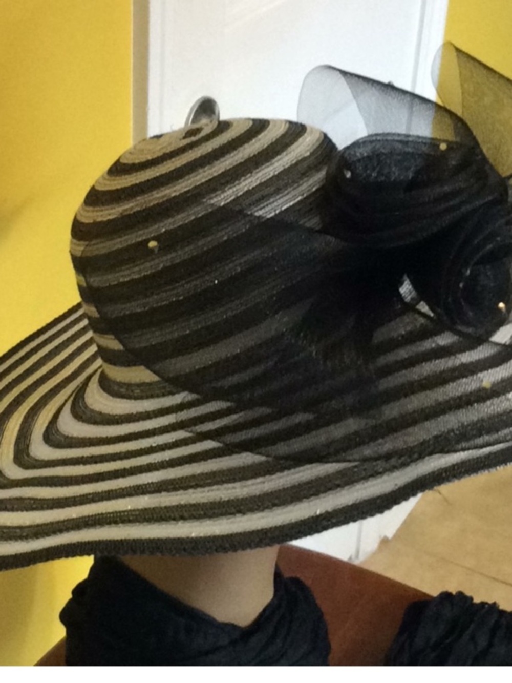 Elegant Black and White Wide Brim Women's Hat